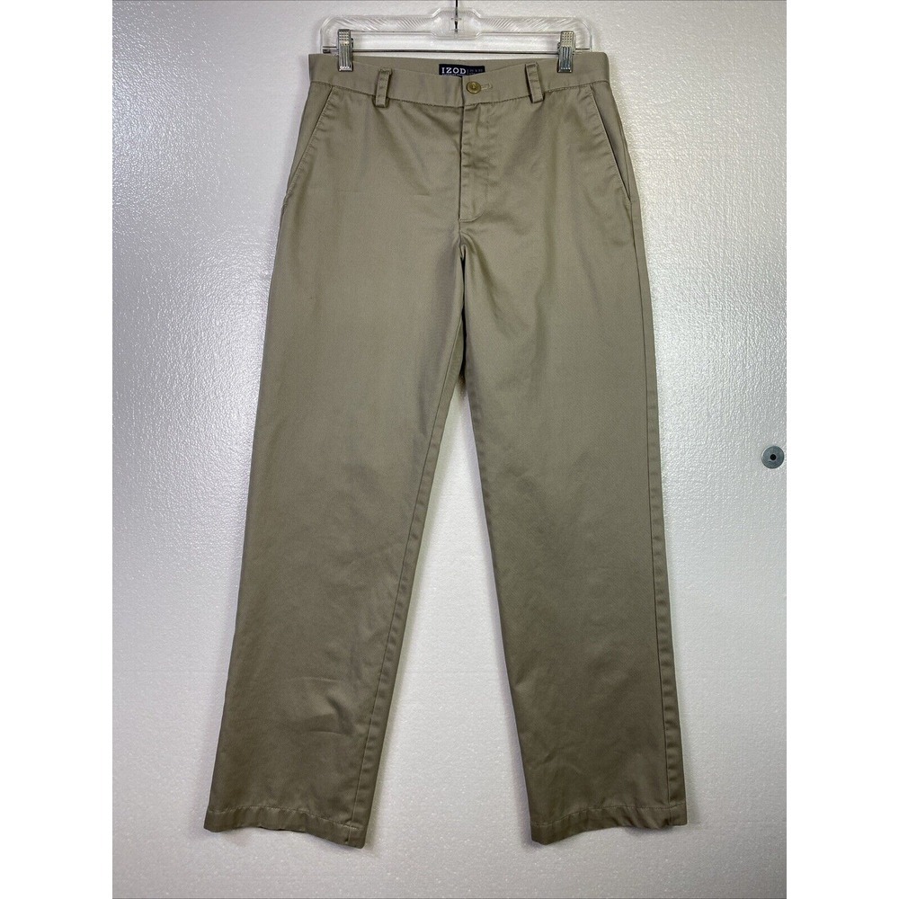 Izod‎ Chino Pants Mens Sz 30x30 Khaki Beige Straight Fit stretch Casual Dress